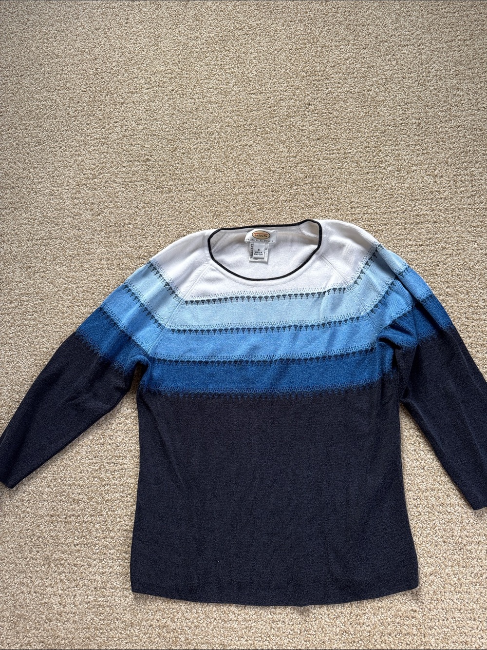 Talbots Women’s Navy and Blue Ombre Crewneck Sweater